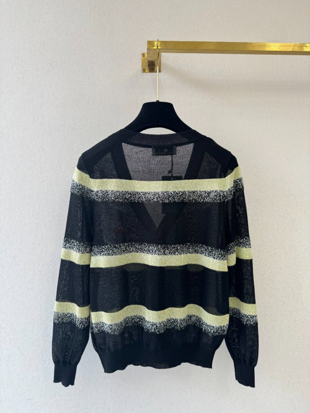 New Vivienne Westwood Striped Virgin Wool Cardigan - Black/Yellow - Size M - Picture 6 of 6